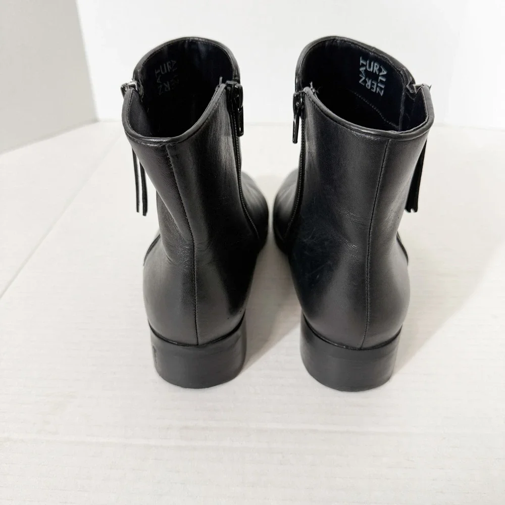 Naturalizer Robyn Womens Black Leather Minimalist Block Heel Bootie Size 8.5